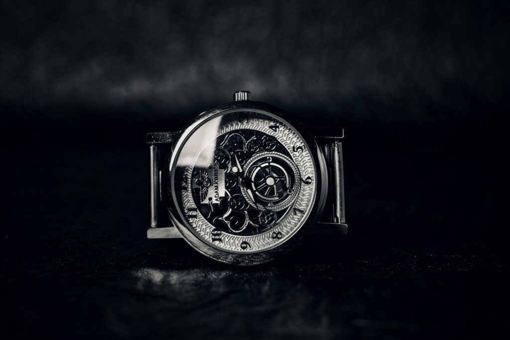 Close-up of a vintage mechanical wristwatch showcasing intricate gears and design.